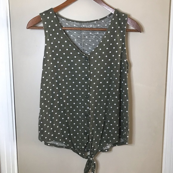 LOFT Tops - [Loft] Green & White Polka Dot Tank